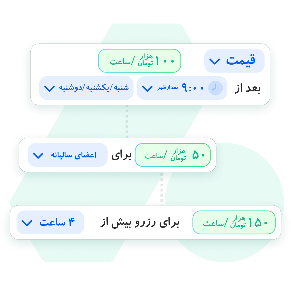 نرمافزار رزرو زمین پدل - قوانین رزرو و قیمت گذاری